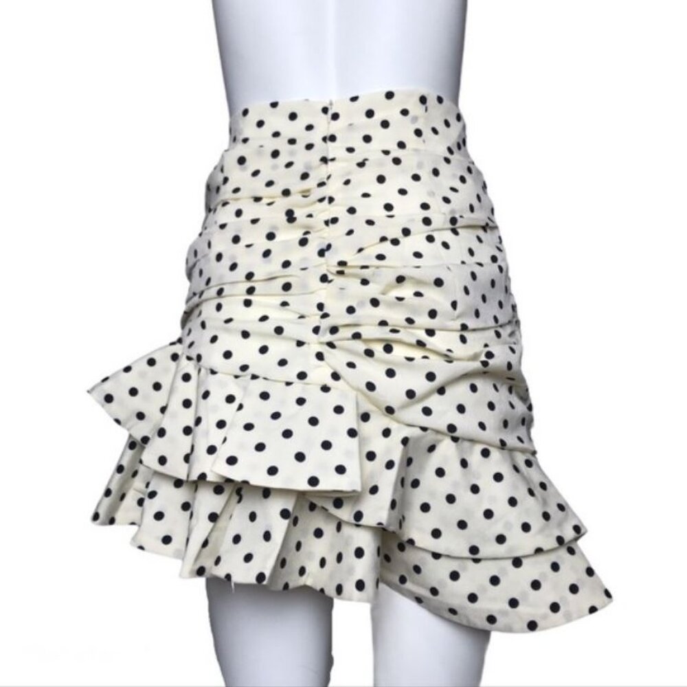 DRAPED RUCHED POLKA DOT SKIRT with RUFFLE HEM - Picture 5 of 10